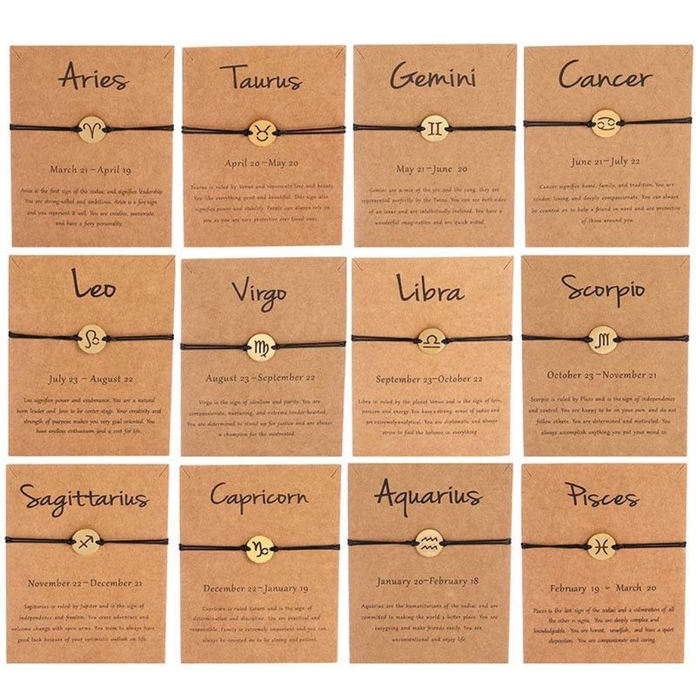 12 pack Astrology Constellation Bracelet Anklet Zodiac Horoscope Birth Sign NEW!